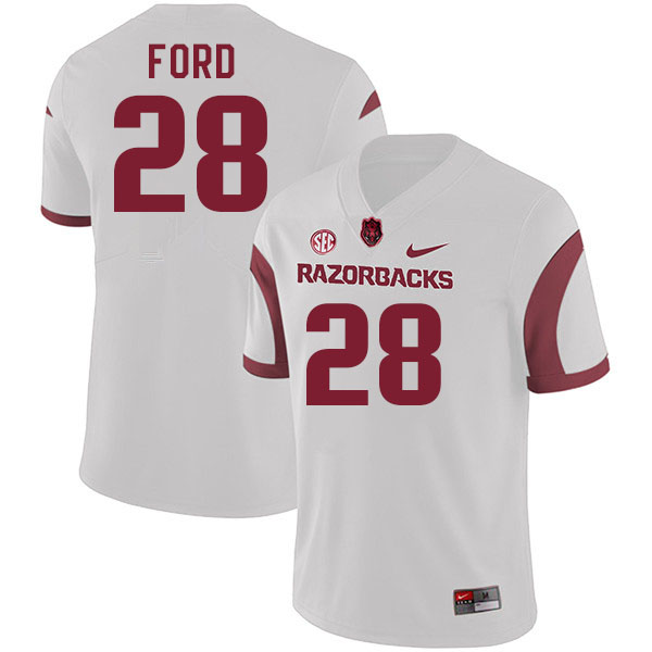 Men #28 Blake Ford Arkansas Razorback College Football Jerseys Stitched Sale-White